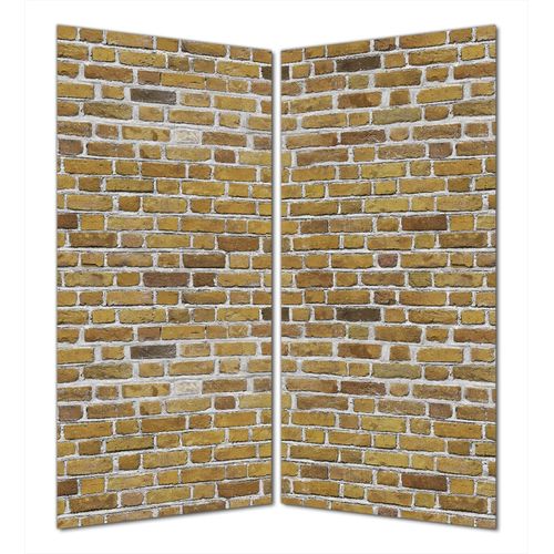 Wallario selbstklebende Duschrückwand 180 x 180 cm mit Motiv Ziegelsteinwand in gelb - Backsteine - Wandverkleidung mit Hochglanzlaminat in Glasoptik