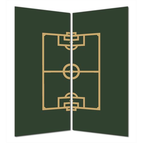 Wallario selbstklebende Duschrückwand 180 x 180 cm mit Motiv Fußball - Fußballfeld gezeichnet in grün und gelb - Wandverkleidung mit Hochglanzlaminat in Glasoptik