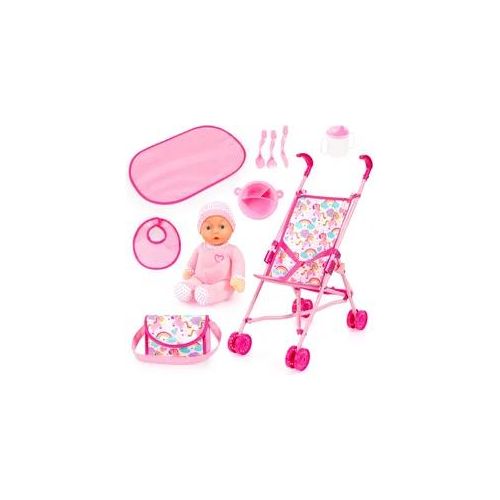 Puppenbuggy BAYER "Set mit Puppe" Puppenwagen rosa (rosa einhorn) Kinder