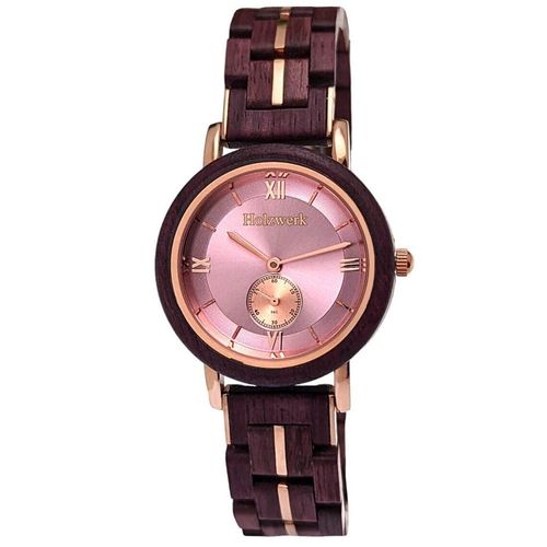 Holzwerk BRILLON kleine Damen Holz Armband Uhr in lila braun, rose gold & rosa