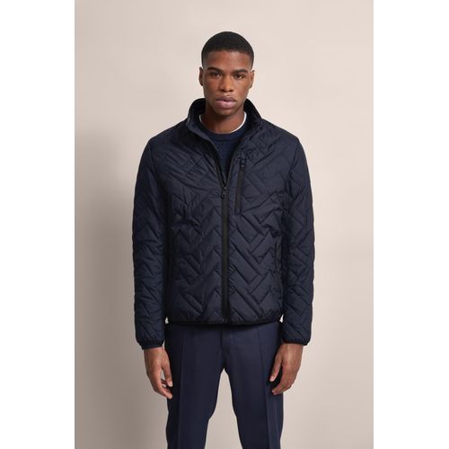 Blouson BUGATTI, Herren, Gr. 50, blau (marine), 100% Polyester, unifarben, casual, regular fit, Langarm Bündchen, Jacken, in Steppoptik