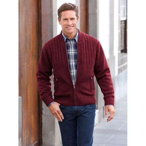Strickjacke CLASSIC, Herren, Gr. 48, rot (dunkelrot), 50% Polyacryl, 50% Wolle, unifarben, Langarm, Strickjacken