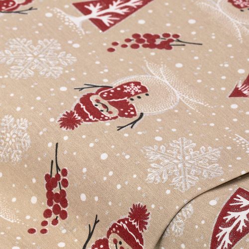 Dekostoff "Schneemann", Glitzer-Druck, beige-color