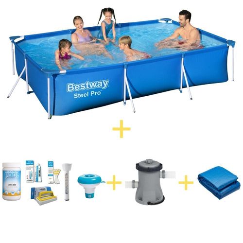 Bestway Pool - Steel Pro - 400 x 211 x 81 cm - Inklusive Solarsegel & Filterpumpe