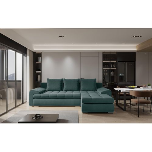 Kaiser Möbel Elegantes und modernes Ecksofa TOMI Castel Azurblau Rechts