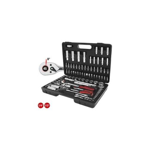 KS Tools 1/4 Zoll+1/2 Zoll CHROMEplus Steckschlüssel-Satz, 96-tlg.