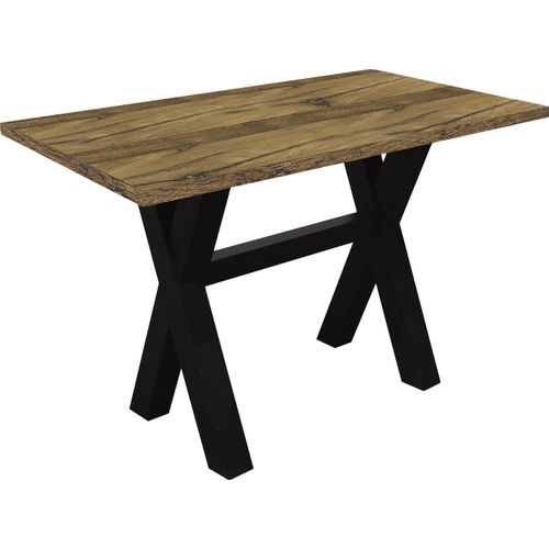 Bartisch MÄUSBACHER, schwarz (schwarzstahl, plankeneichefarben, schwarzstahl), B:120cm H:105cm T:70cm, Tische, Bartisch, Gestell in X-Form (Breite 120, 140 oder 160 cm)
