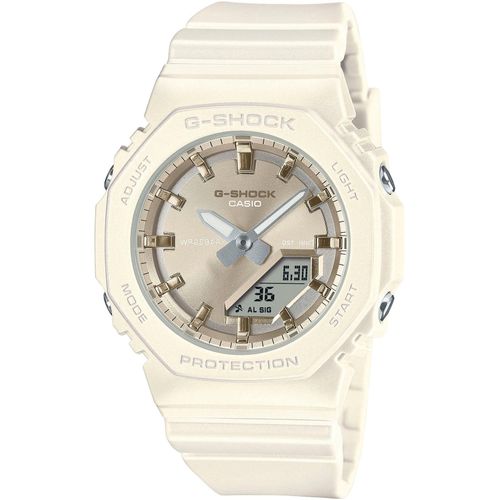 Chronograph CASIO G-SHOCK Armbanduhren creme Damen Quarzuhr, Armbanduhr, Damenuhr, Herrenuhr, Stoppfunktion, Resinband