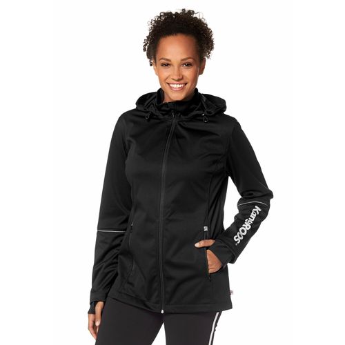 Softshelljacke KANGAROOS, Damen, Gr. 42, schwarz, Softshell, Obermaterial: 100% Polyester. Bündchen: 95% Polyester, 5% Elasthan, unifarben, casual, figurumspielend Po-bedeckend, Langarm, Jacken Outdoorjacke Softshelljacke Übergangsjacke Windbreaker, aus Softshell-Material, figurumschmeichelnder Schnitt