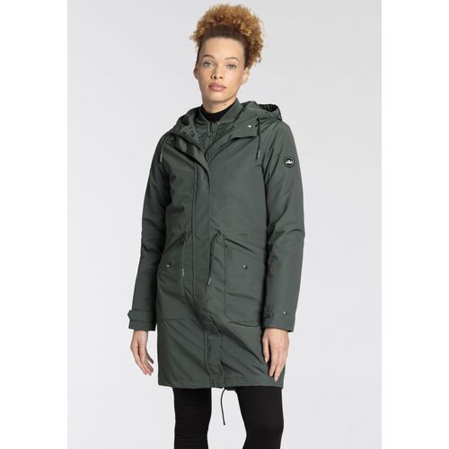 3-in-1-Funktionsparka POLARINO, Damen, Gr. 42, grün (dunkelgrün), Obermaterial: 100% Polyester. Futter: 100% Polyester. Wattierung: 100% Polyester. Innenjacke: 100% Polyester, sportlich, mit Klettverschluss, Jacken, atmungsaktiv, winddicht, wasserdicht, mit verstellbarer Kapuze