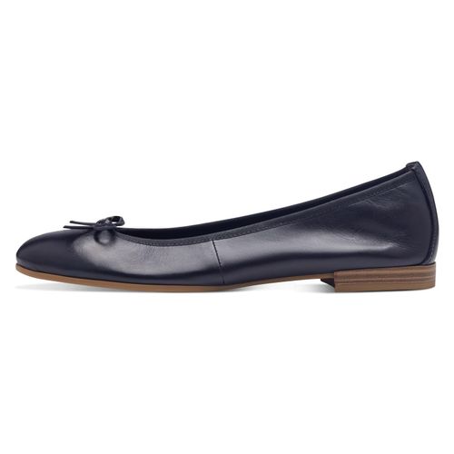 Ballerina TAMARIS Gr. 38 (5), blau Damen Schuhe Flats, Slipper, Businessschuh mit dekorativer Schleife