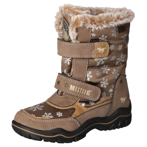 Winterstiefel MUSTANG SHOES Gr. 37, grau (taupe kombi) Kinder Schuhe Winterstiefel, Klettstiefel in bequemer Weite