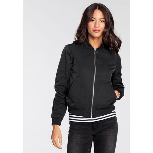 Blouson AJC, Damen, Gr. 36, schwarz, Web, Obermaterial: 100% Polyester. Futter: 100% Polyester, casual, figurumspielend hüftlang, Langarm Rippbündchen, Jacken, modischer Look, mit Rippkragen, praktische Eingrifftaschen