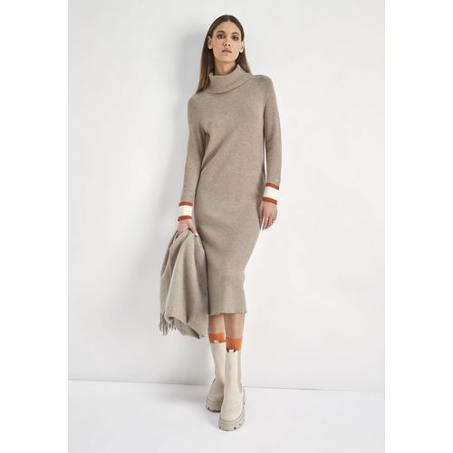 Strickkleid HECHTER PARIS, Damen, Gr. 36, N-Gr, beige (sand melange), Feinstrick, Obermaterial: 50% Viskose, 28% Polyester, 22% Polyamid, unifarben, gestreift, feminin, figurumspielend wadenlang, Langarm Raglanärmel extrabreites Bündchen, Kleider, wadenlang, mit Rollkragen, aus Viskosemischung, lange Raglanärmel
