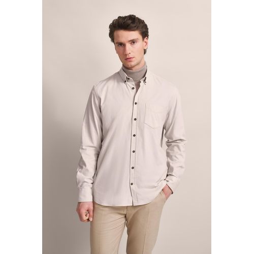 Langarmhemd BUGATTI, Herren, Gr. XL, Normalgrößen, beige, 100% Baumwolle, unifarben, casual, normal, Langarm 2-Knopf-Manschette, Hemden, aus modernem Feincord