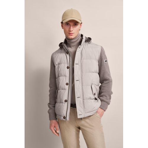 Strickjacke BUGATTI, Herren, Gr. M, beige, Strick, 70% Polyacryl, 30% Wolle, unifarben, casual, regular fit, ohne Ausschnitt, Langarm Rippbündchen, Strickjacken, mit Stehkragen und Kapuze