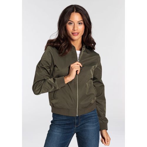 Blouson AJC, Damen, Gr. 42, grün, Web, Obermaterial: 100% Polyester. Futter: 100% Polyester, casual, figurumspielend hüftlang, Langarm Rippbündchen, Jacken, modischer Look, mit Rippkragen, praktische Eingrifftaschen