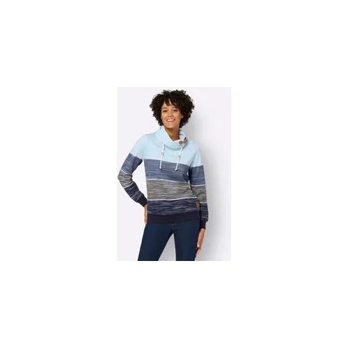 Sweatshirt CASUAL LOOKS Gr. 38, blau (marine-hellblau-bedruckt) Damen Sweatshirts