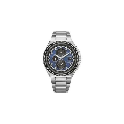 Funkchronograph CITIZEN Armbanduhren titansilberfarben-blau Herren Armbanduhr, Solar, Herrenuhr, analog, Perpetual Kalender