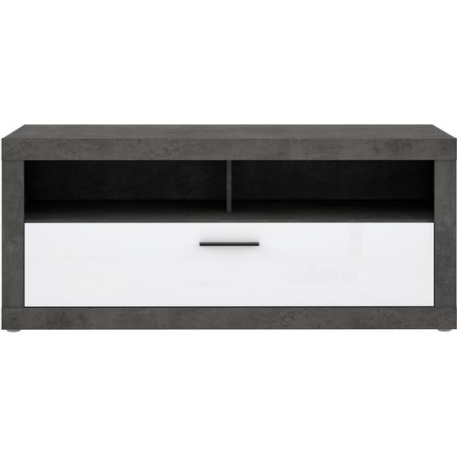 TV-Board FORTE, grau (betonoptik dunkelgrau, weiß hochglanz), B:138,2cm H:59,3cm T:52cm, Spanplatte, Sideboards