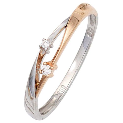Diamantring JOBO Gr. 56, rosa (roségold 585), Fingerringe, Damen, 56, SI = kleine Einschlüsse, Roségold 585-Weißgold 585-Diamanten, Rosu00e9gold 585, Weißgold 585, Diamanten, 585 Gold bicolor mit 2 Diamanten