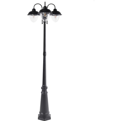 BELIANI Außenlaterne Schwarz aus Aluminium 3 Flammig 3 Lampen Mastleuchte Stehleuchte Außenleuchte Gartenlaterne Outdoor Modernes Design für Garten