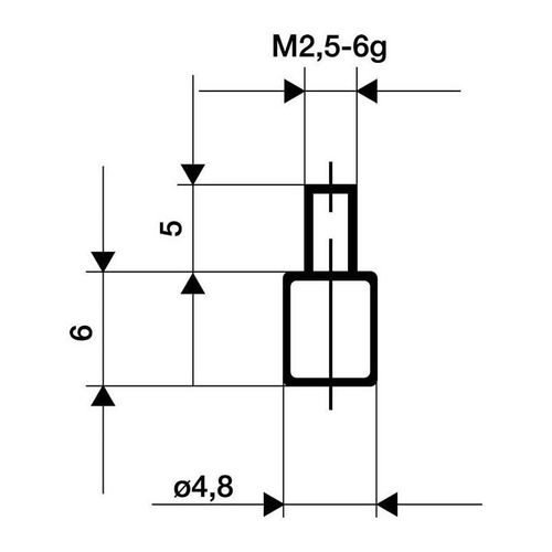 Käfer - Messeinsatz ø 4,8 mm plan M2,5 Stahl passend zu Messuhren