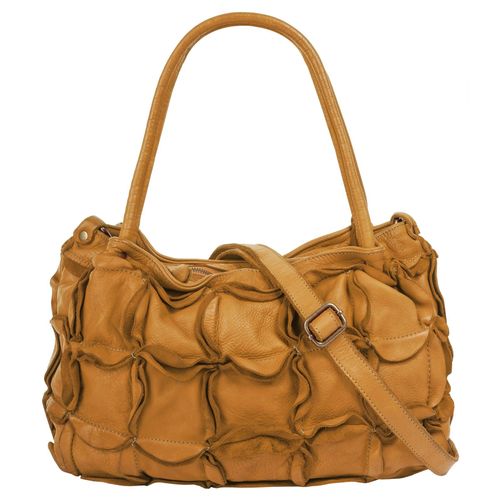Shopper SAMANTHA LOOK, Damen, Gr. B/H/T: 37cm x 25cm x 14cm onesize, gelb, Leder, vintage, Taschen, echt Leder, Made in Italy