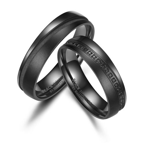 Trauring MARRYA "BLACK TITANIUM by MARRYA" Fingerringe Gr. 62, Titan, schwarz (damen ring, schwarz) Damen