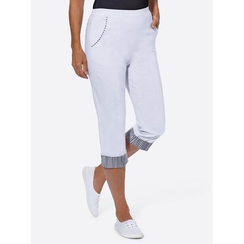 Caprihose CASUAL LOOKS, Damen, Gr. 54, Normalgrößen, weiß, 72% Viskose, 25% Polyamid, 3% Elasthan, gemustert, mehrfarbig, gestreift, knielang, Hosen