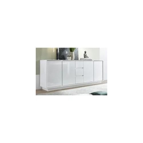 Design-Sideboard 4-türig mit 3 Schubladen weiße Hochglanz-Lackierung B 210 cm COMO