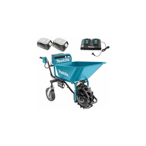 Makita DCU180 - Batteriebetriebene Motorschubkarre auf Rädern - mit Wanne - Akku 5Ah/18V(2x18v)