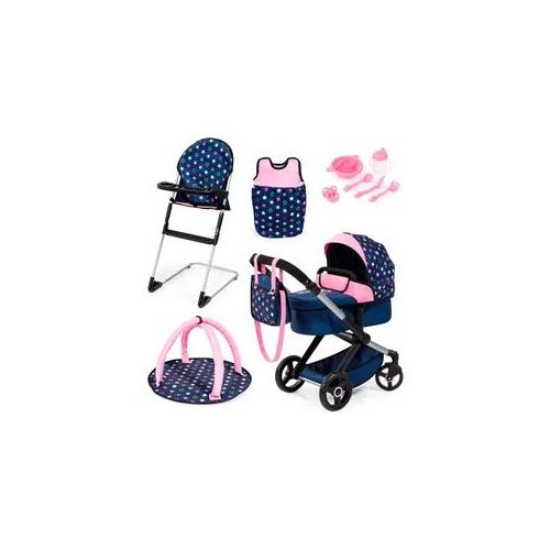 Kombi-Puppenwagen BAYER "Xeo Deluxe, blau/rosa" Puppenwagen blau (blau/rosa) Kinder