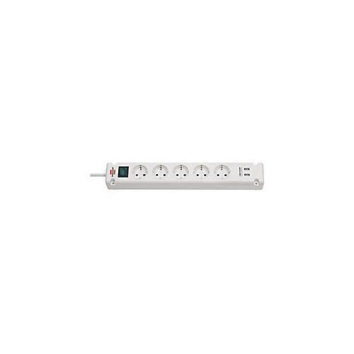 Brennenstuhl Bremounta - Steckdosenleiste - Ausgangsanschlüsse: 5 (2 x USB, 5 x Strom Typ F) - 3 m Schnur - weiß