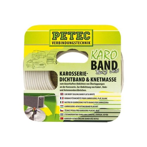 PETEC Karosserie-Dichtband Buthyl (20mm x 2mm 3m) Dichtstoff,Dichtband,Karosseriedichtstoff weiß 87530