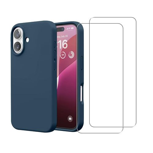 Hülle iPhone 16 und 2 schutzfolien - Silikon - Blau