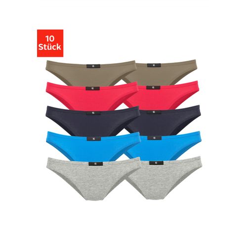 Slip H.I.S, Damen, Gr. 46, bunt (rot, rot, marine, blau, khaki, grau, meliert), Jersey, Obermaterial: 95% Baumwolle, 5% Elasthan, unifarben, körpernah, Unterhosen, aus elastischer Baumwoll-Qualität