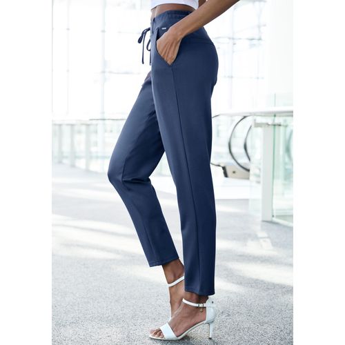 Jogger Pants LASCANA Gr. 46, N-Gr, blau Damen Hosen mit elastischem Bund und Gürtelschlaufen, Loungewear