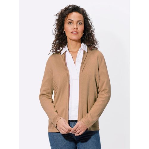 Strickjacke CASUAL LOOKS, Damen, Gr. 44, braun (camel), 50% Baumwolle, 50% Polyacryl, unifarben, Langarm, Strickjacken