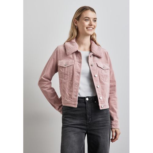 Cordjacke STREET ONE, Damen, Gr. 46, dusty petal rose, Web, 99% Baumwolle, 1% Elasthan, unifarben, casual, gerade normal, V-Ausschnitt, Langarm Bündchen, Jacken, mit Brusttaschen