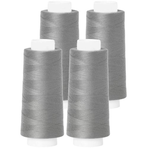 buttinette Overlockgarn im 4er-Pack, Stärke 120, 2500m-Spule, grau