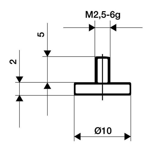 Messeinsatz ø 20 mm plan M2,5 Stahl passend zu Messuhren