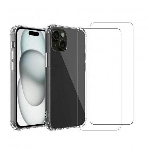Hülle iPhone 15 und 2 schutzfolien - TPU - Transparent