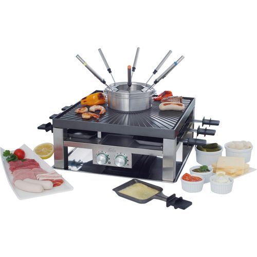 Tischgrill SOLIS OF SWITZERLAND "COMBI-GRILL 3 IN 1, Fondue, Raclette, Grill" Kontaktgrill_Standgrill_Tischgrill_Teppanyakigrill schwarz