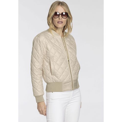 Steppjacke DELMAO, Damen, Gr. 42, beige, Web, Obermaterial: 100% Polyester. Futter: 100% Polyester. Wattierung: 100% Polyester, casual, weit hüftlang, Langarm, Jacken, in Blousonform