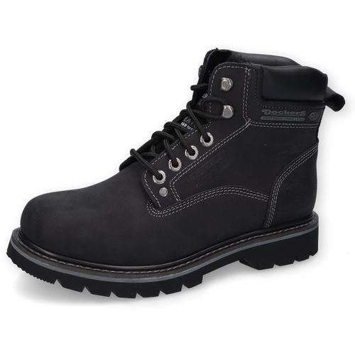 Schnürboots DOCKERS BY GERLI, Herren, Gr. 43, schwarz, Leder, unifarben, klassisch, Schuhe, mit Warmfutter