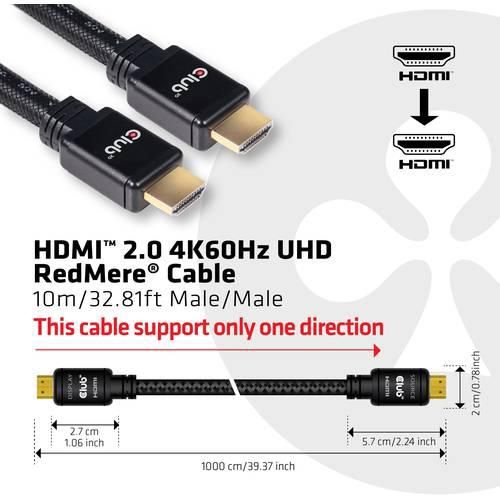 club3D HDMI Anschlusskabel HDMI-A Stecker, HDMI-A Stecker 10.00 m Schwarz CAC-2313 4K UHD, Flammwidrig HDMI-Kabel