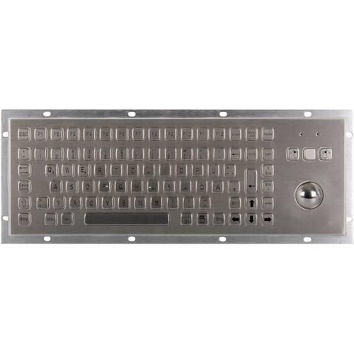 Joy-it IPC Keyboard 02 IP65 NEMA 4X Kabelgebunden Tastatur Deutsch, QWERTZ Silber mit Trackball, Maustasten, Staubgeschützt, Spritzwassergeschützt,