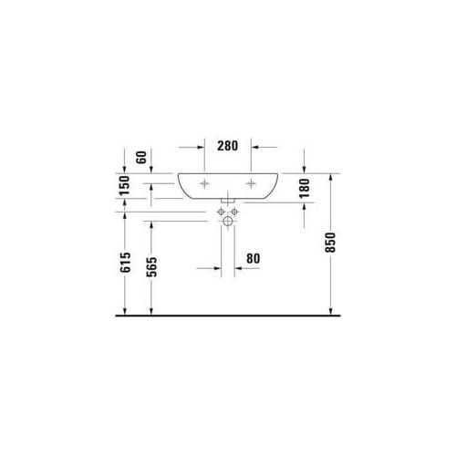 Duravit Waschtisch D-CODE mit Überlauf, Hahnlochbank, 1 Hahnloch 600 x 460 mm weiß