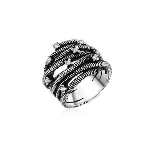 Lulu & Jane - Ring Metall-Legierung Glas in Silber Ringe Damen